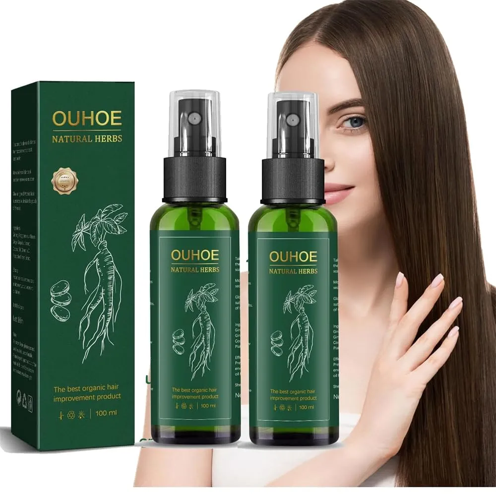 2PCS Ouhoe Hair Growth Spray, Para El Crecimiento Del Cabello, Ouhoe Ginseng Hair Regrowth Serum