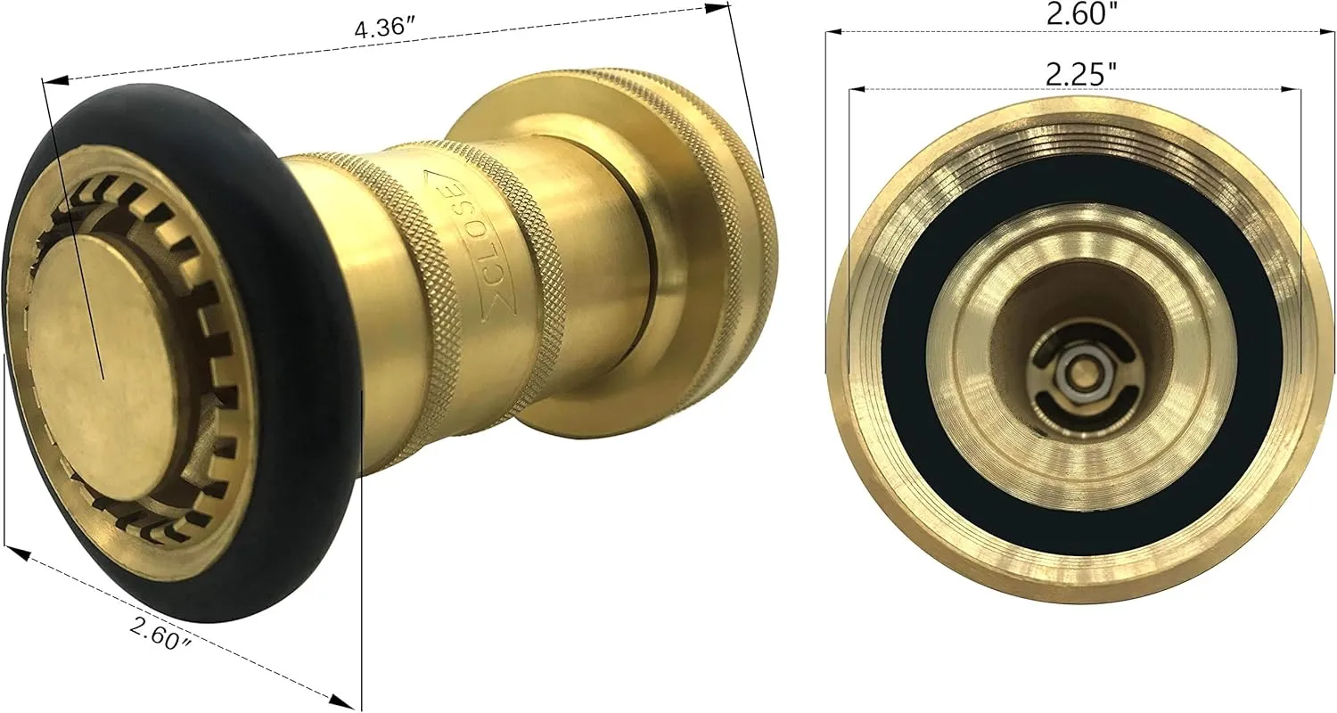 2" NPSH Fire Hose Nozzle Brass Fire Equipment Heavy Duty Industrial Fog Nozzle