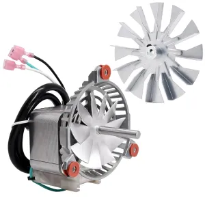 3-21-08639 Combustion Blower Exhaust Fan Motor for Harman Accentra & P35I & PF120 Pellet Stoves Inserts, with 3-21-00661 4 3/4" Single-sided Paddle Fan Blade Impeller for Harman