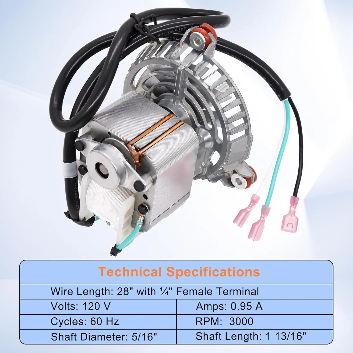 3-21-08639 Combustion Blower Motor for Harman P68, P43, P61, P61A, Accentra 52i, Advance, P38 Pellet Stove, with 5" Double Paddle Fan Blade