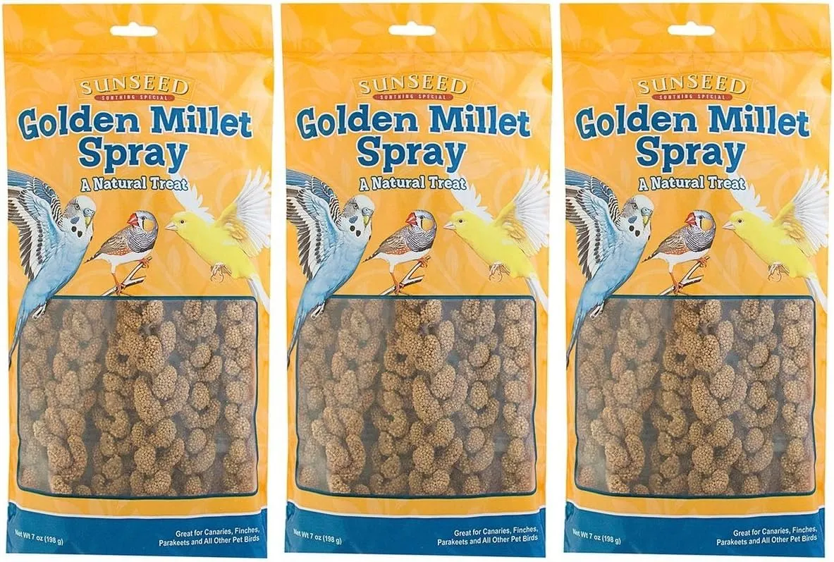 (3 Pack) Sun Seed Company Millet Spray Treats - 4-Ounce Each
