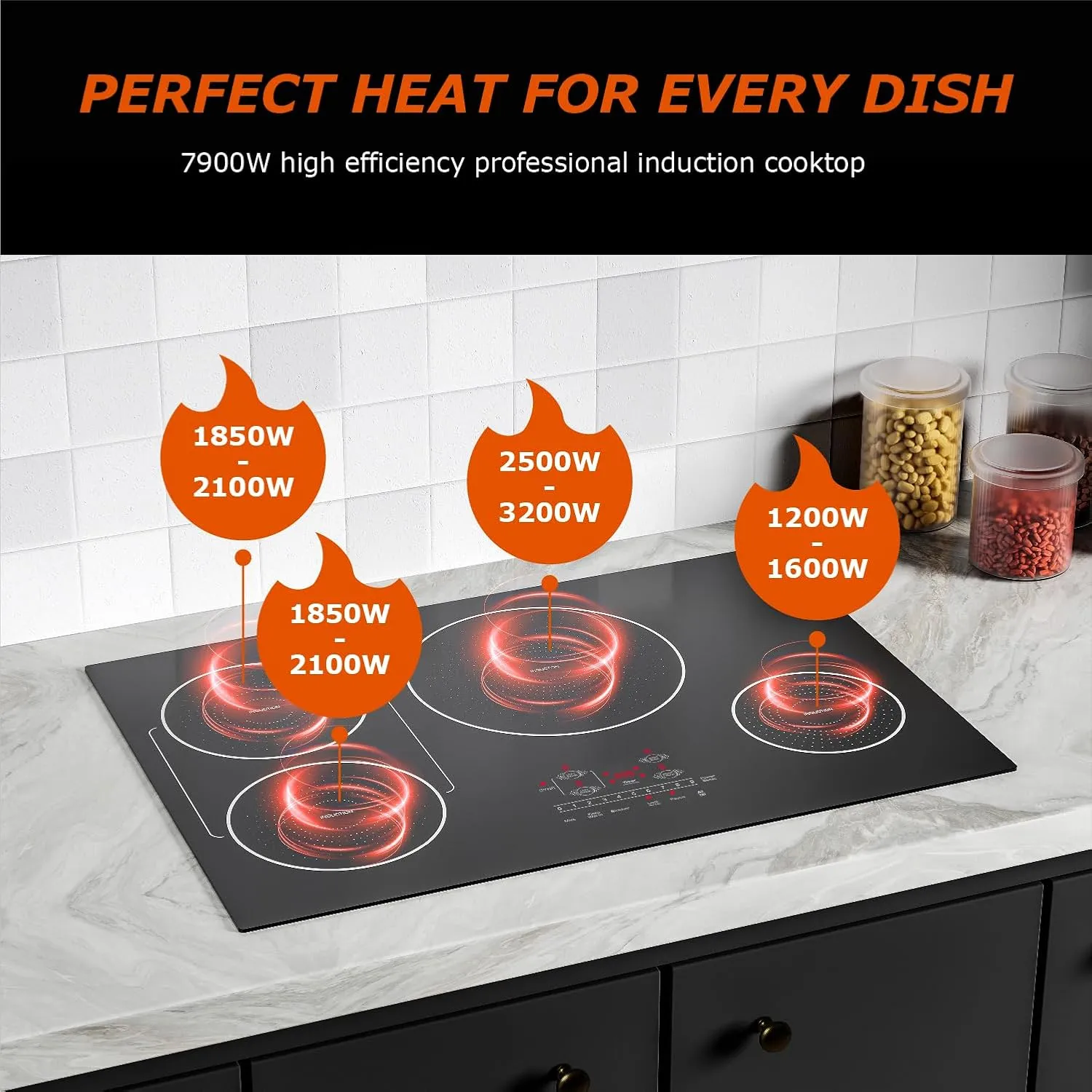 30 Inch Induction Cooktop 4 Burners, Flat Glass Top Electric Stove Hob with Bridge-SYNC, 3 Preset Modes Booster, Timer, Pause, Child Lock, Drop in, 208~240V/40A, Black