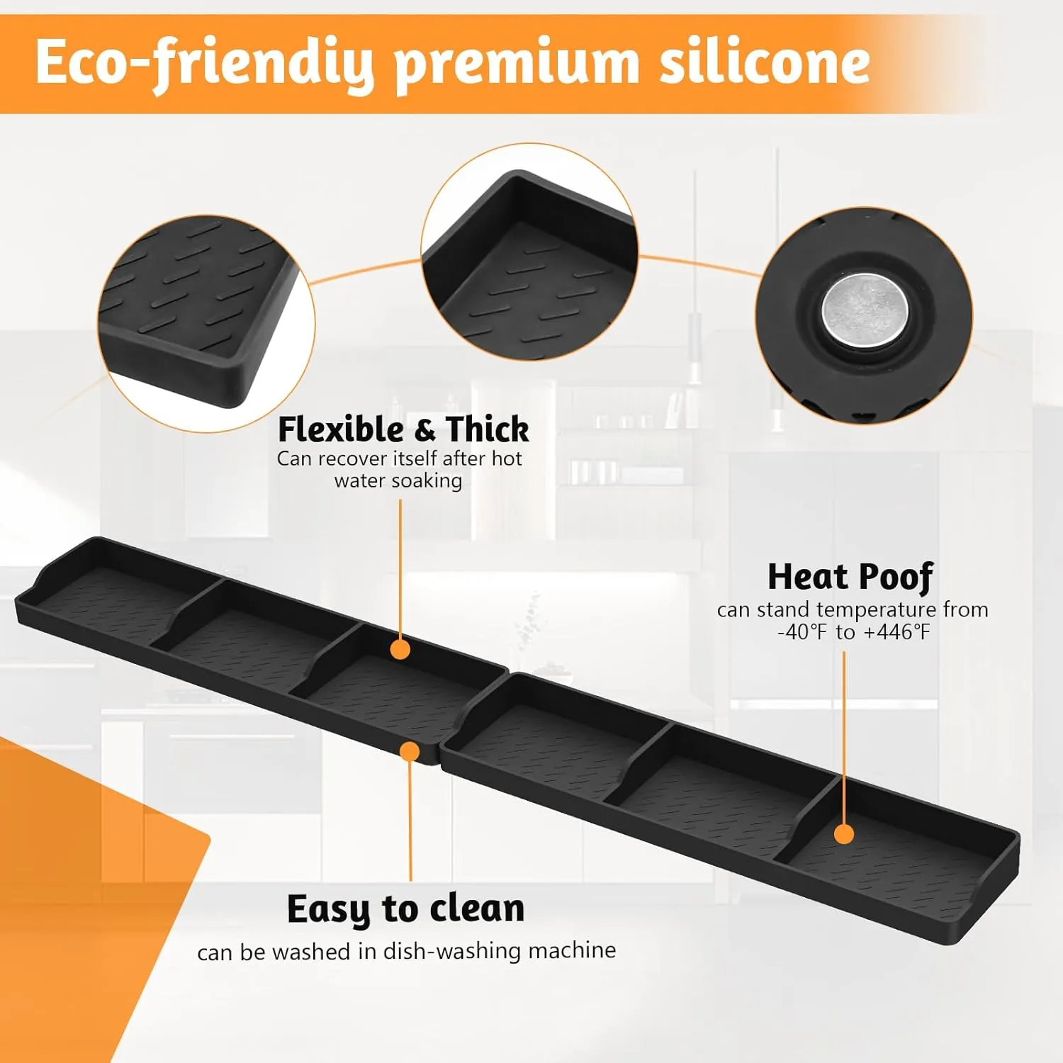 30 Inch Silicone Stove Oven Top Shelf Magnetic for Kitchen Gadgets, Soft Flexible Strong Magnetic Heat Resistant Spice Rack Kitchen Organizer for Over Oven Stove