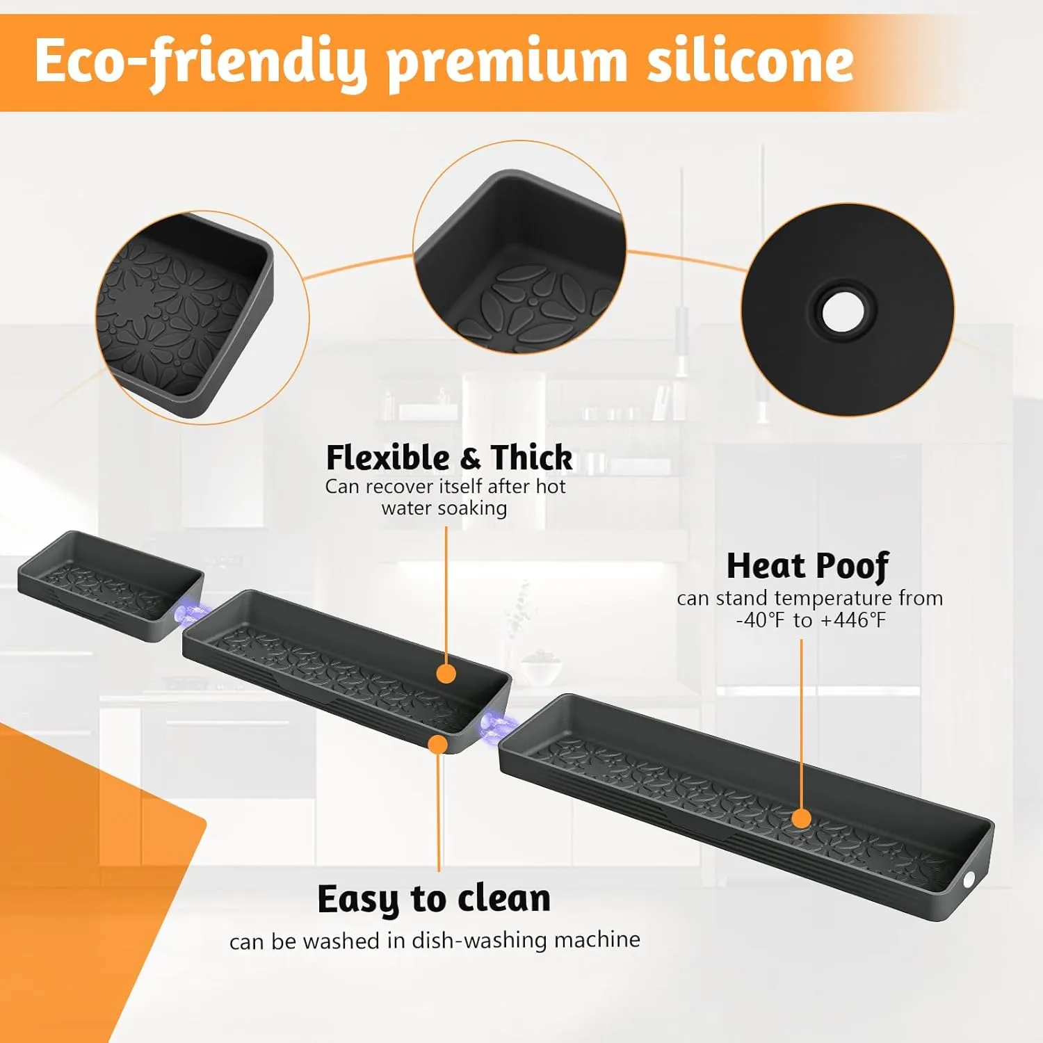 30"/24"/20" Silicone Magnetic Shelf for Stove Top for Kitchen Gadgets, Soft Flexible Strong Magnetic Heat Resistant Over the Stove Top of Shelf Spice Rack Kitchen Organizer for Back of Oven