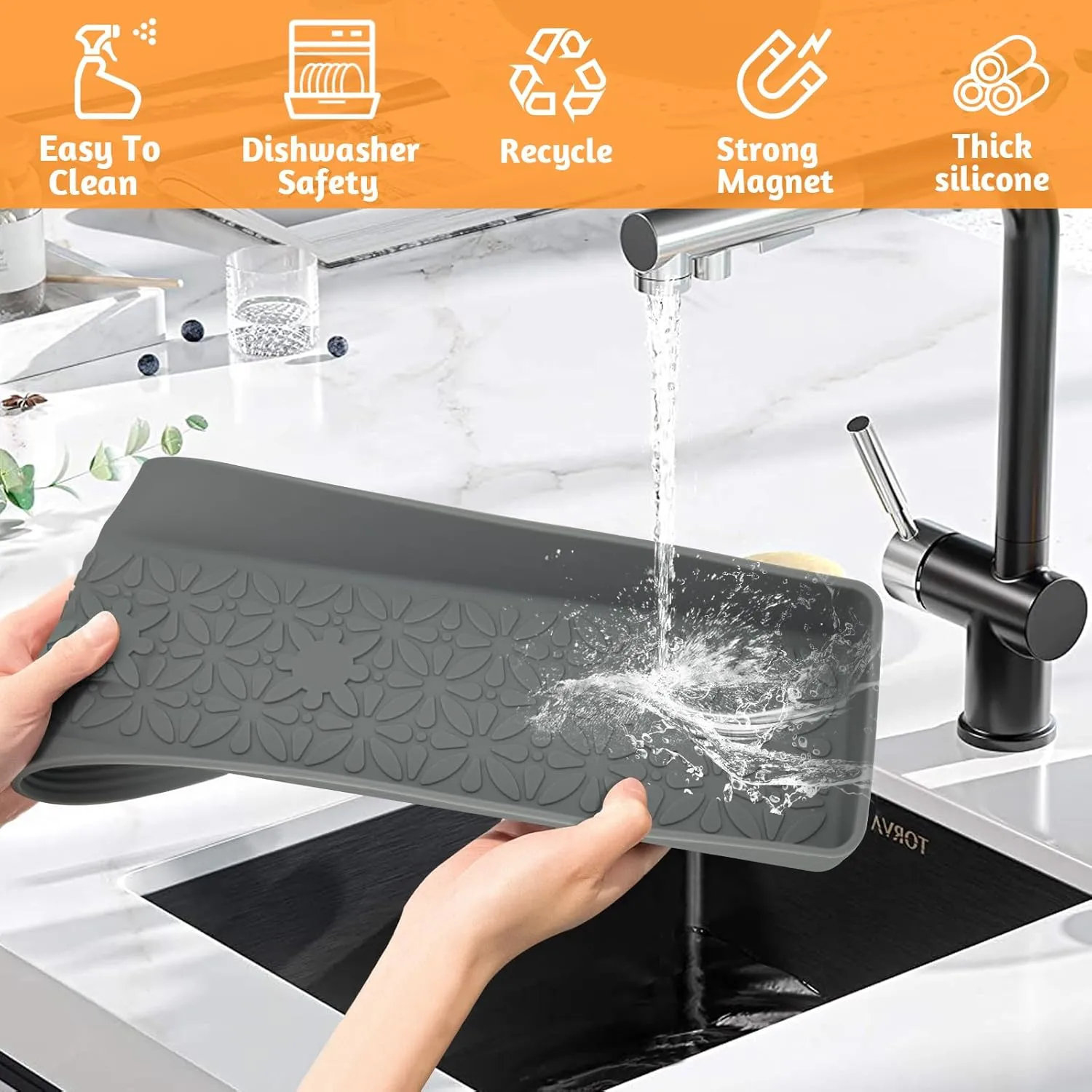 30"/24"/20" Silicone Stove Top Magnetic Shelf for Kitchen, Soft Flexible Strong Magnetic Heat Resistant Over the Stove Silicone Oven Shelf Spice Rack Organizer for Back of Oven - Grey