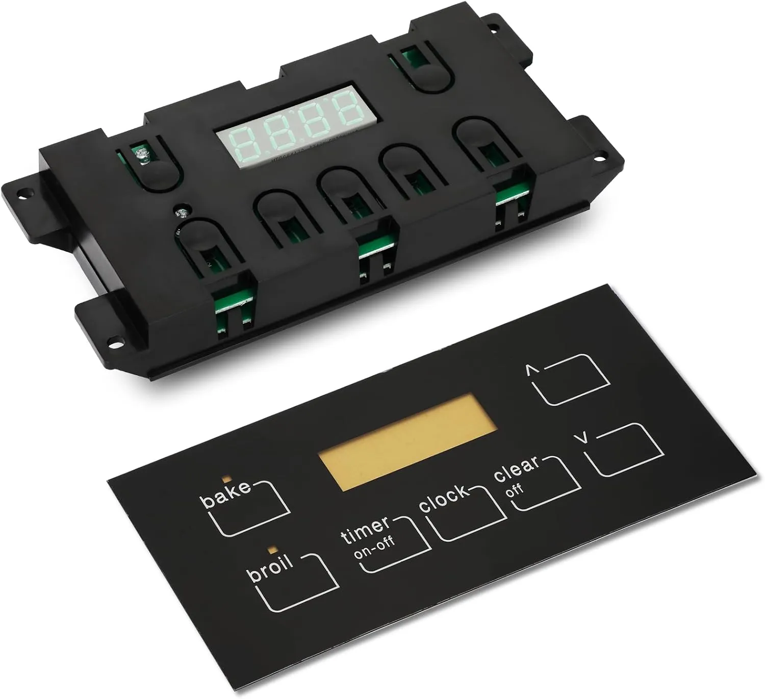 316455500 Oven Range Stove Clock Control Board, Compatible with Frigidaire Electrolux and Kenmore, with 7 Button Range Control Panel Replacement(Include Black Overlay), 3-Year Warranty