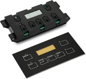 316455500 Oven Range Stove Clock Control Board, Compatible with Frigidaire Electrolux and Kenmore, with 7 Button Range Control Panel Replacement(Include Black Overlay), 3-Year Warranty