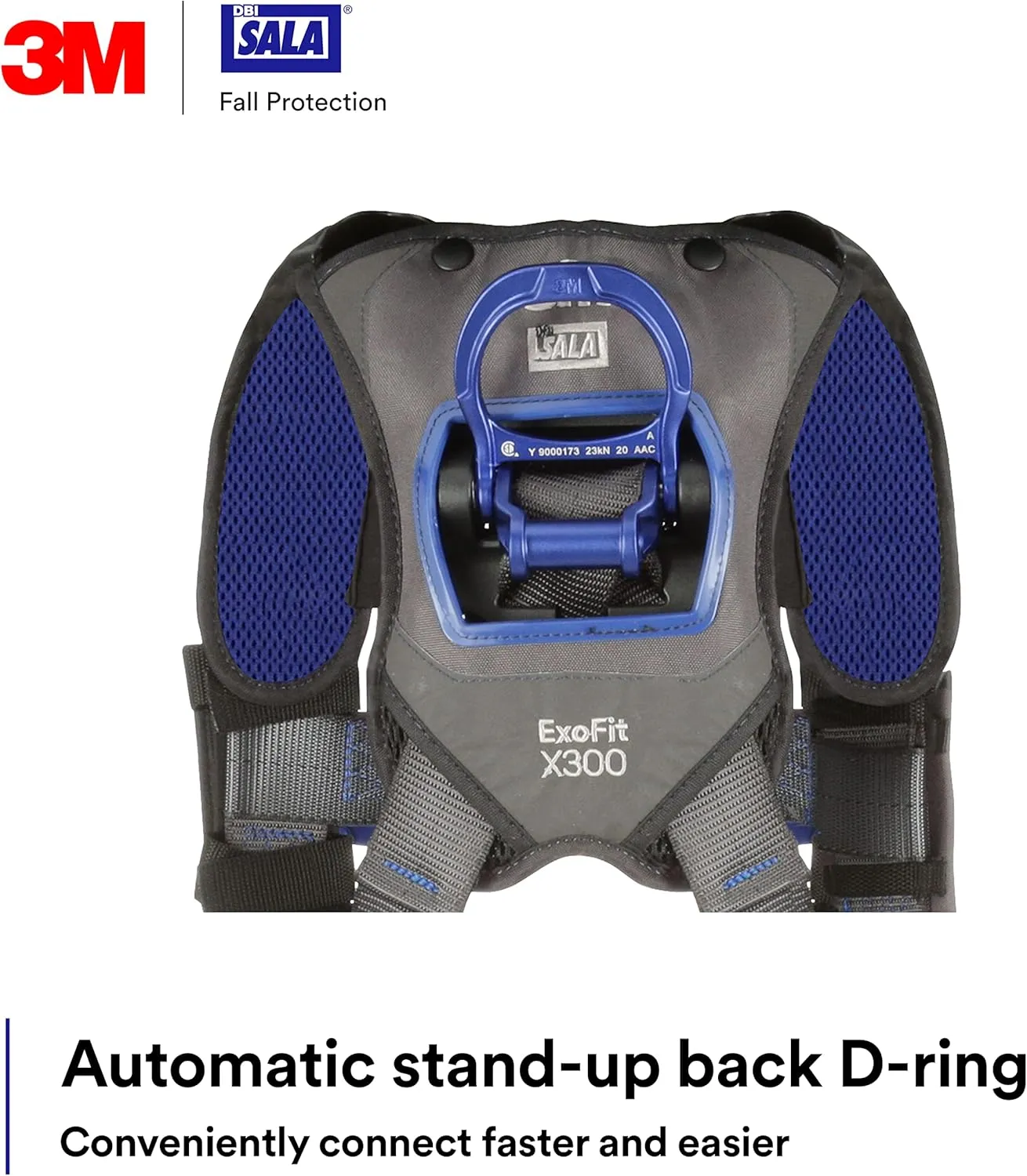 3M 1113037 DBI-SALA ExoFit X300 Comfort Vest Climbing Harness Fall Protection, General Industry, Aluminum Back and Front D-Ring, Auto-Locking Quick Connect Leg and Chest Straps, Large