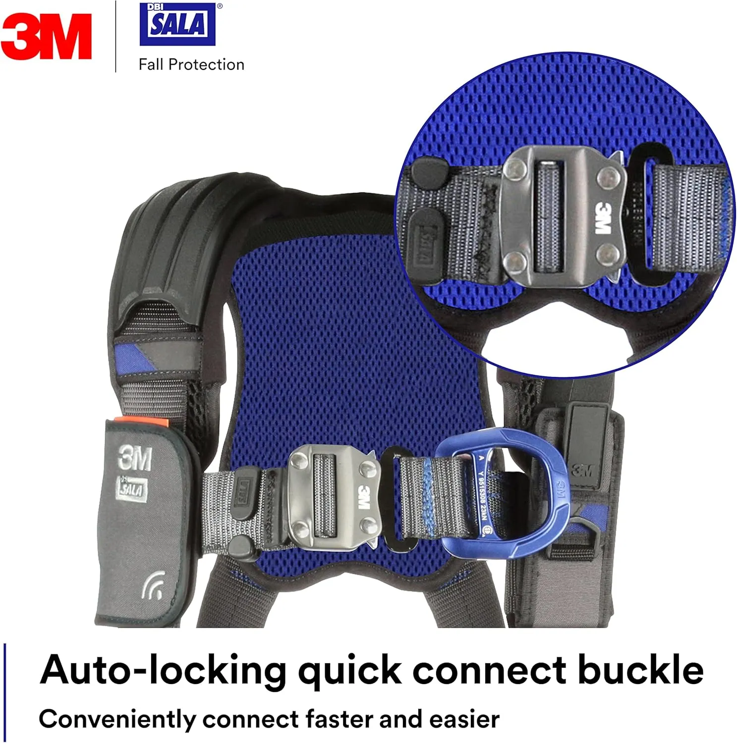 3M 1113037 DBI-SALA ExoFit X300 Comfort Vest Climbing Harness Fall Protection, General Industry, Aluminum Back and Front D-Ring, Auto-Locking Quick Connect Leg and Chest Straps, Large