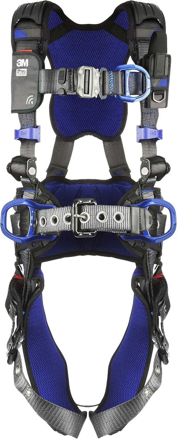 3M 1140189 DBI-SALA ExoFit X300 Comfort Construction Climbing Positioning Safety Harness Fall Protection, Back, Front, Hip D-Rings, Auto-Locking Quick Connect Chest Buckle, Tongue Leg Buckle, Large