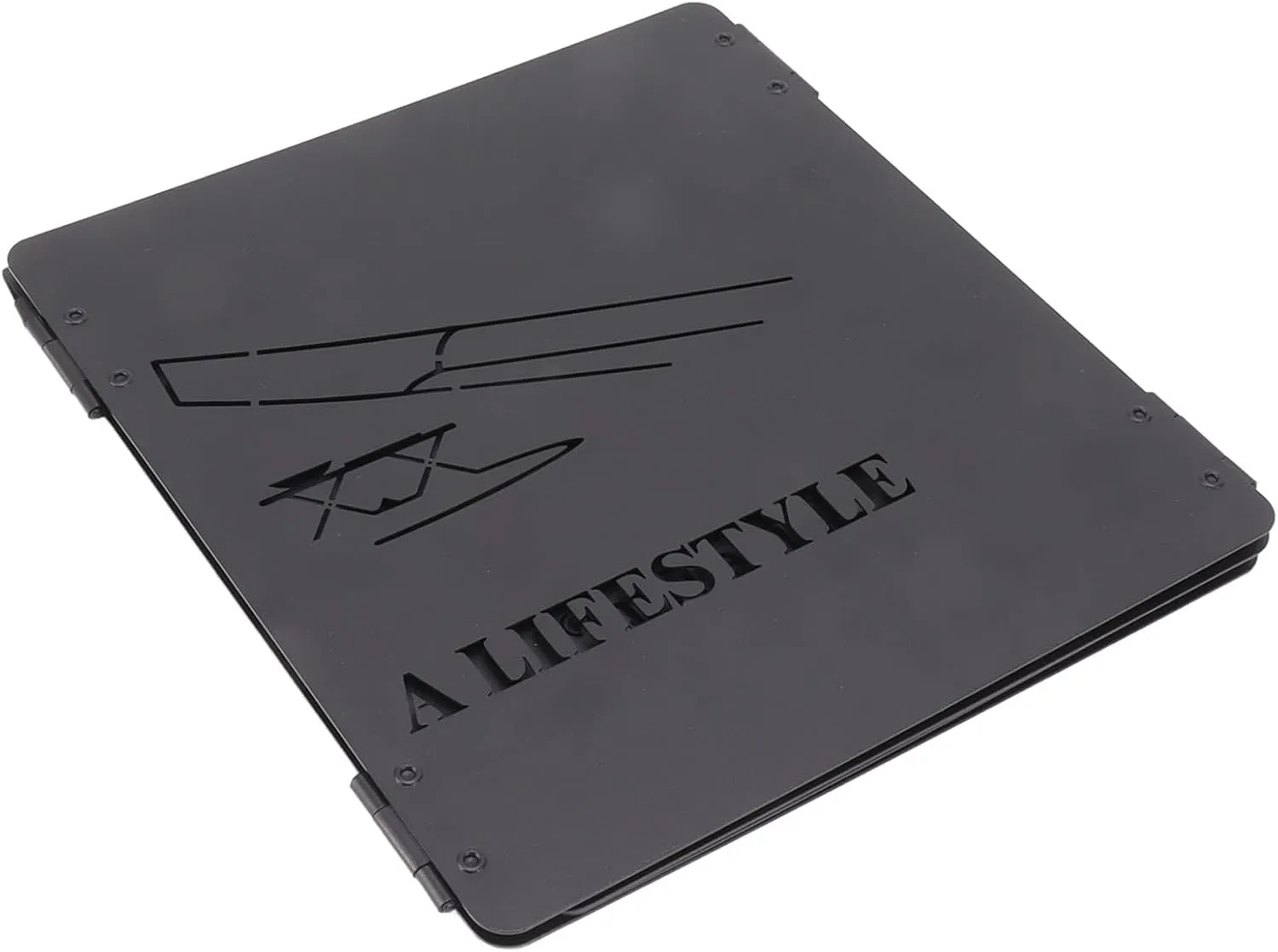 4 Plates Folding Stove Windscreen High Temperature Energy Saving Carry Handle Carbon Steel BBQ Camping (Black)