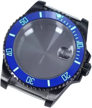 40mm Watch Black Case Ceramic C3 Bezel Sapphire Glass For Seiko Nh35 Nh36 Nh34 Nh38 For Eta 2824 For Miyota 8215 28 5mm Dial Submariner Watch case(Solid Bottom Cover 5,For ETA 2824)