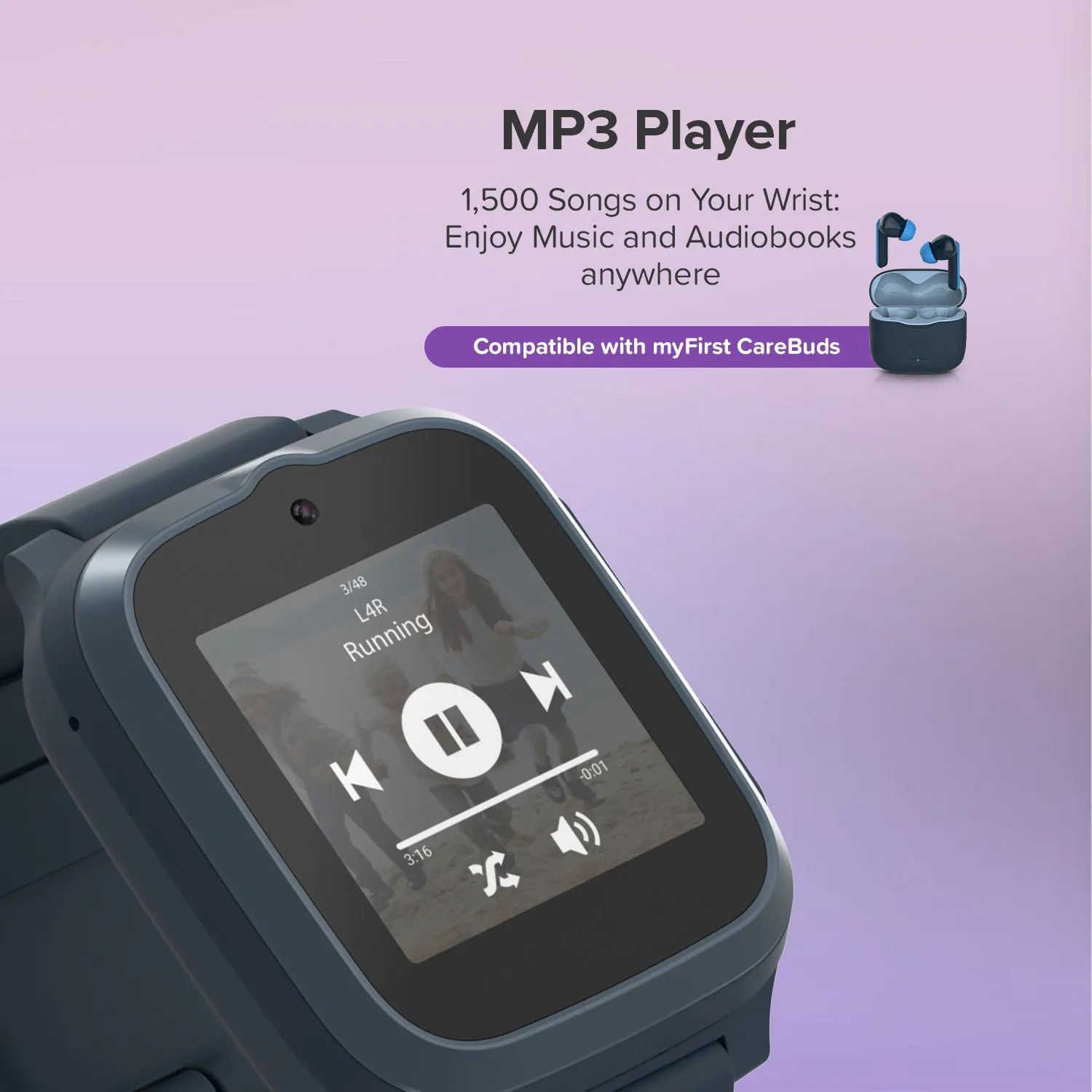4G eSIM Kids Smartwatch with GPS Tracking, Video Call (Square) | myFirst Fone S3 