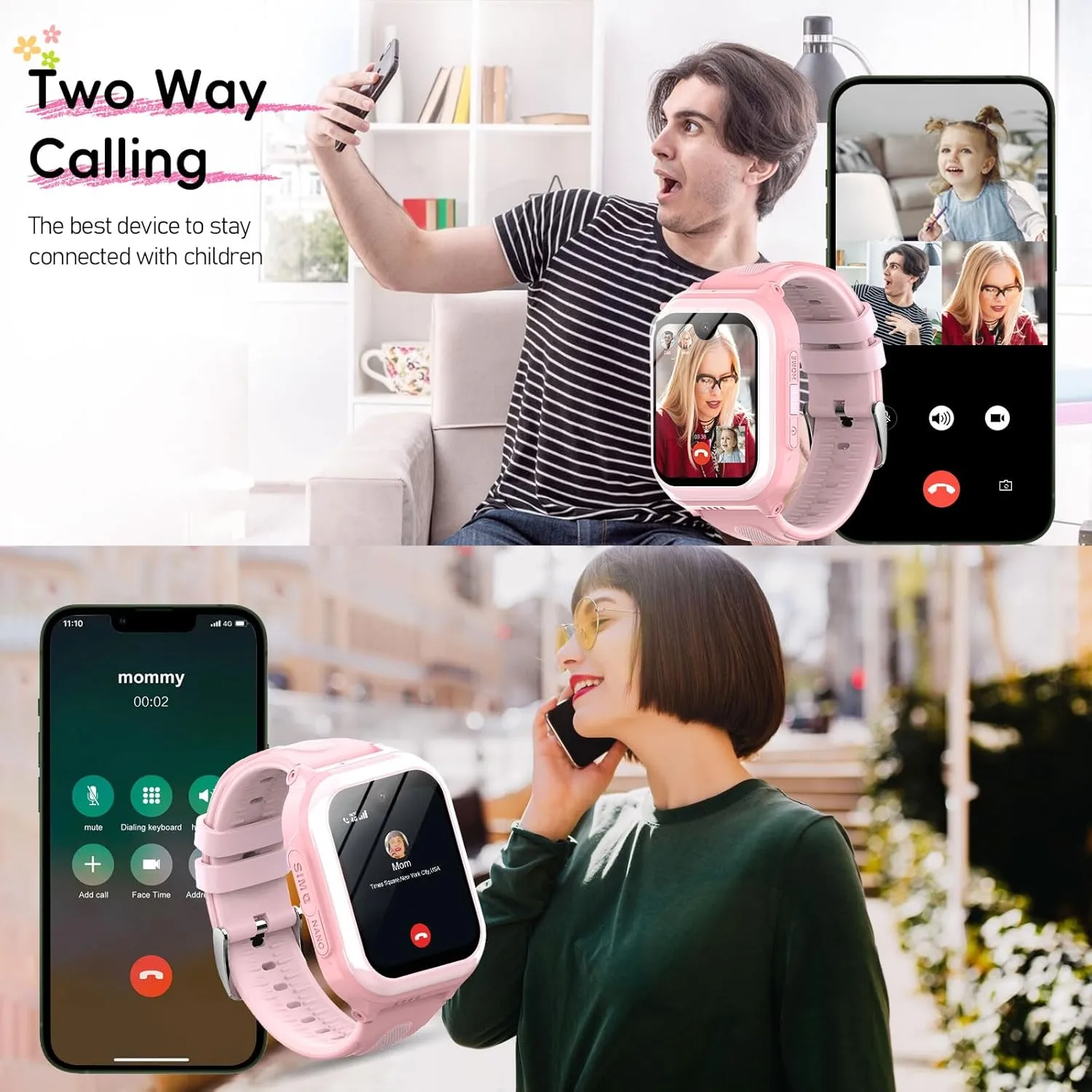 4G Kids Smart Watch with GPS Tracking, SOS, WiFi, Camera, Step Counts, 2 Way Voice Chat & Video Calling - SIM Card Included - Amoled Kids Smart Watch for School Boys & Girls
