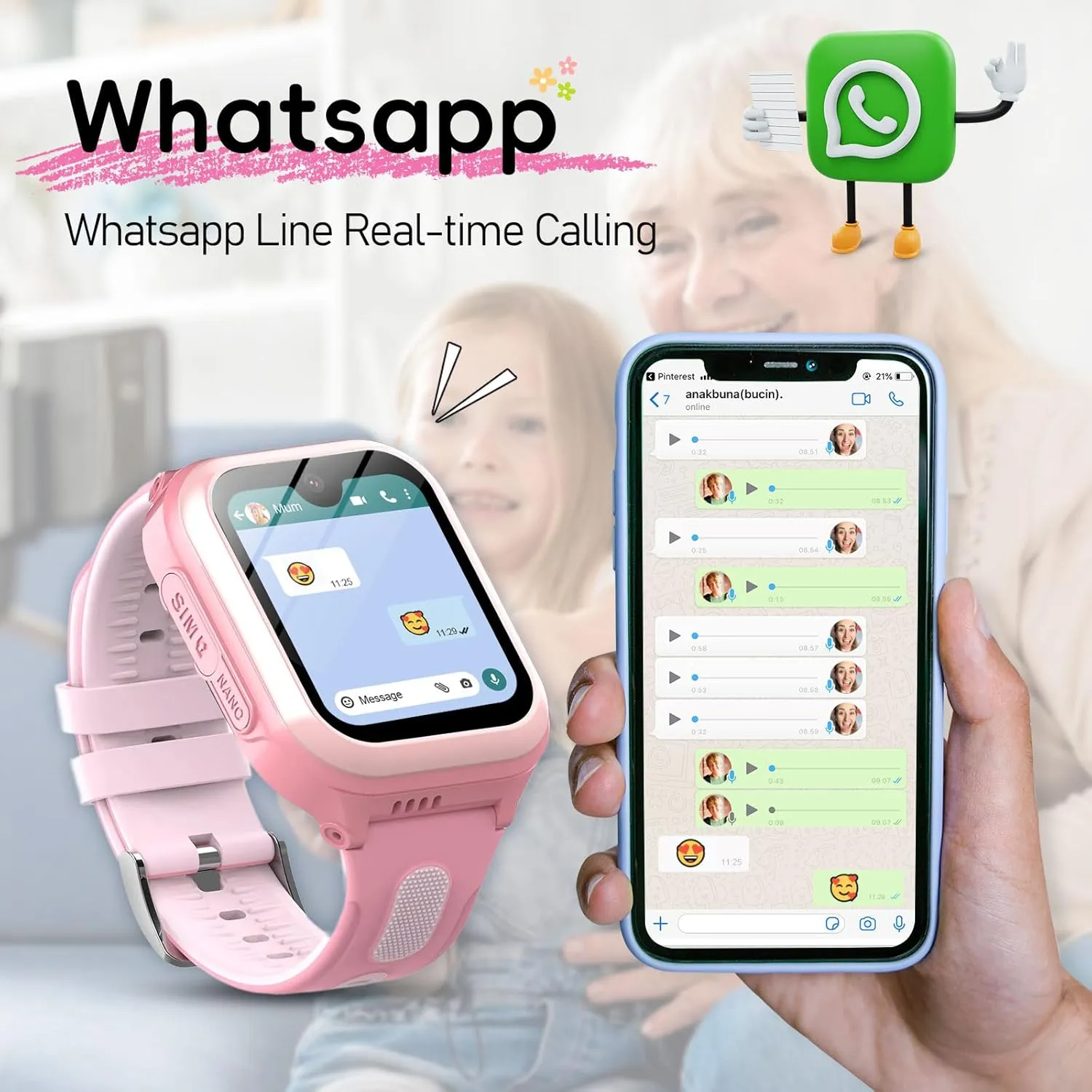 4G Kids Smart Watch with GPS Tracking, SOS, WiFi, Camera, Step Counts, 2 Way Voice Chat & Video Calling - SIM Card Included - Amoled Kids Smart Watch for School Boys & Girls