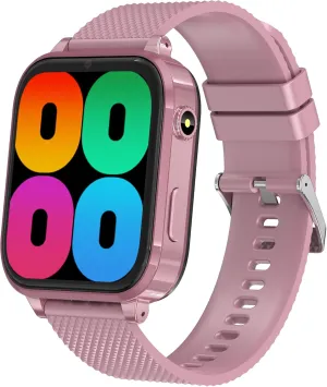 4G Kids Watch with GPS Tracker Kids Cell Phone Watch Kids Smart Watches Girls Ages 5-12 with SOS & Video Calling Voice Chat Alarm Clock Camera Birthday (Pink)
