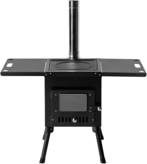 77.5 * 41 * 49cm black wrought iron panel with chimney camping stove