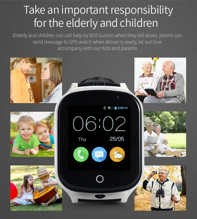A19 3G GPS Smart Watch GPS Tracking Safety  Emergency GPS WIFI