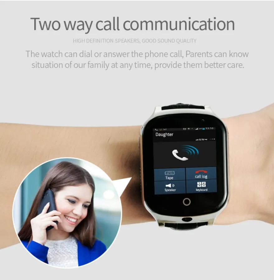 A19 3G GPS Smart Watch GPS Tracking Safety  Emergency GPS WIFI