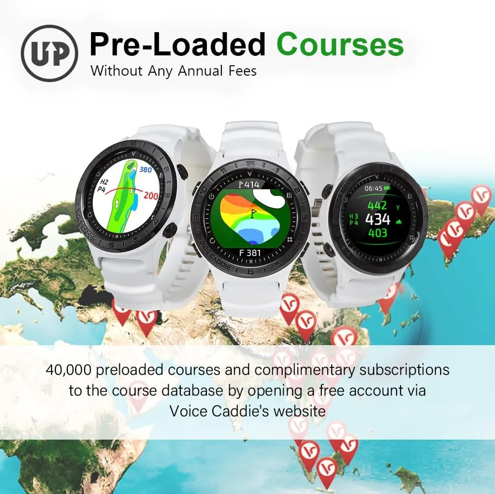 A2 Lightweight Hybrid Golf GPS Watch | Slope Mode, Color Touchscreen, Green Undulation | 40,000 Worldwide Preloaded Courses | Unisex Golf Watch for Men & Women