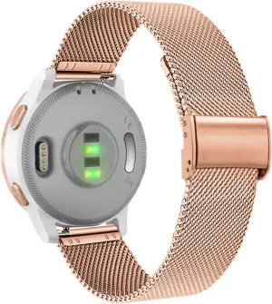 Abanen Watch Bands for Garmin Vivoactive 4S / Vivomove 3S / Venu 2S / Venu 3S, 18mm Quick Release Stainless Steel Metal Mesh Women Wristband Strap for Forerunner 255s/265s