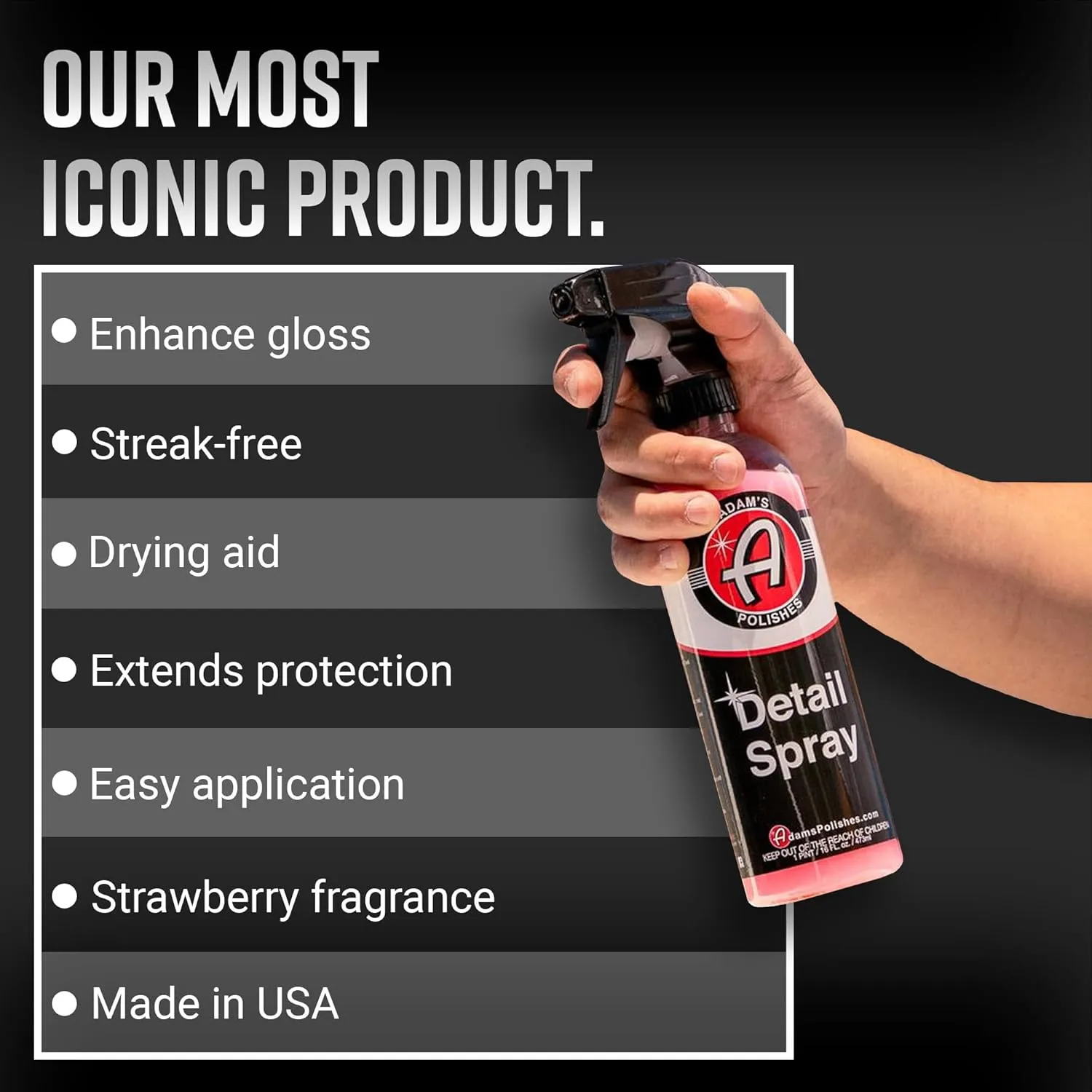 Adam's Polishes Detail Spray - Quick Waterless Detailer Spray For Car Detailing | Polisher Clay Bar & Car Wax Boosting Tech | Add Shine Gloss Depth Paint | Car Wash Kit & Dust Remover (Gallon)