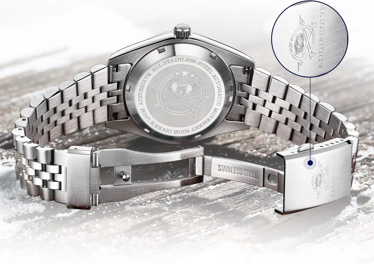 ADDIESDIVE Men's Wrist Watch Dress Watch Sapphire Crystal 100 M Waterproof NH35A Thin Automatic Watches for Men 3D Dial