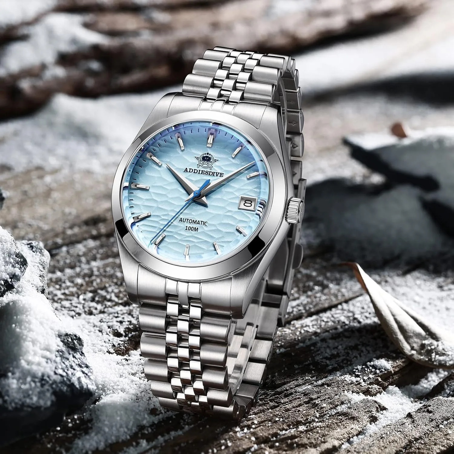 ADDIESDIVE Men's Wrist Watch Dress Watch Sapphire Crystal 100 M Waterproof NH35A Thin Automatic Watches for Men 3D Dial