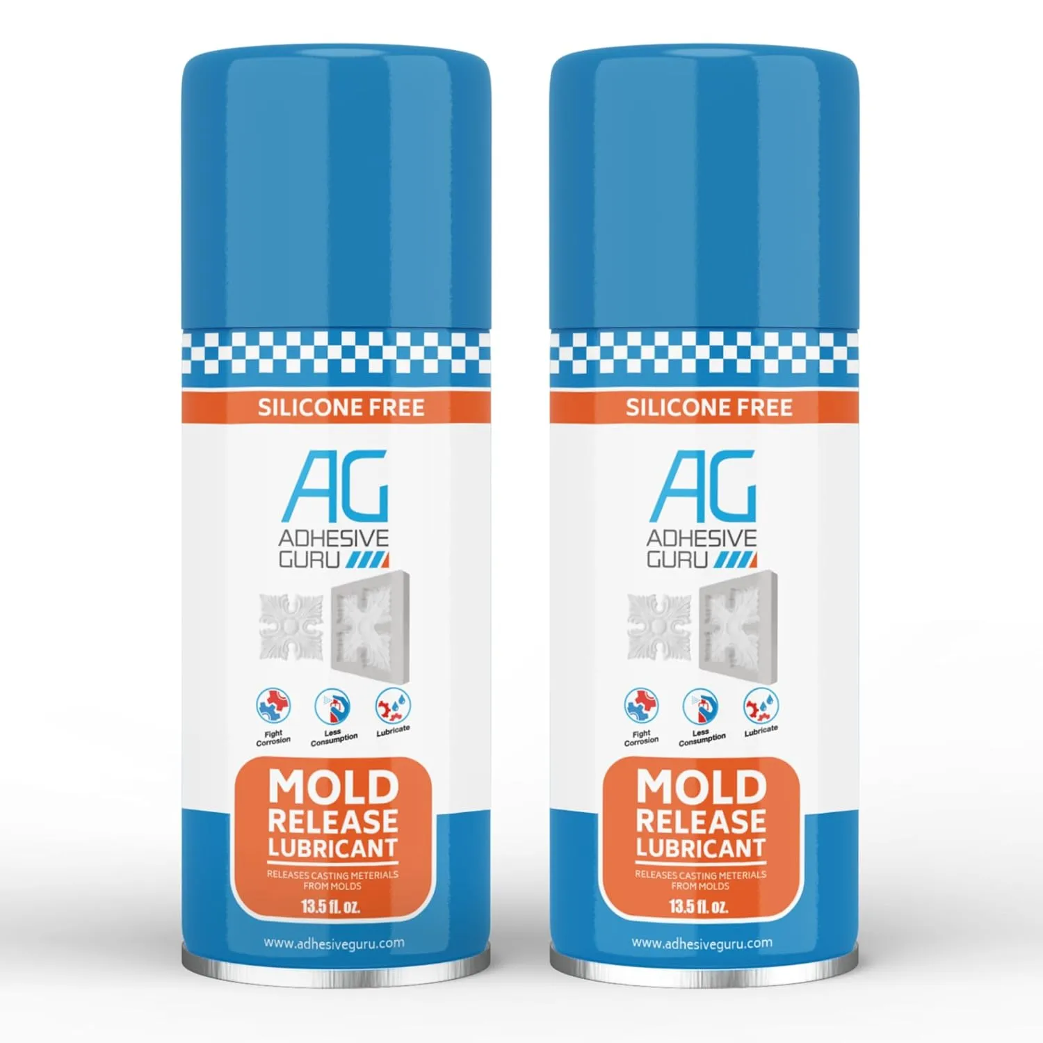 Adhesive Guru Non Silicone Epoxy Mold Release Spray (2x13.5 fl oz), Silicone-Free Release Agent Aerosol Spray for Epoxy Resin Molds, 2 Pack