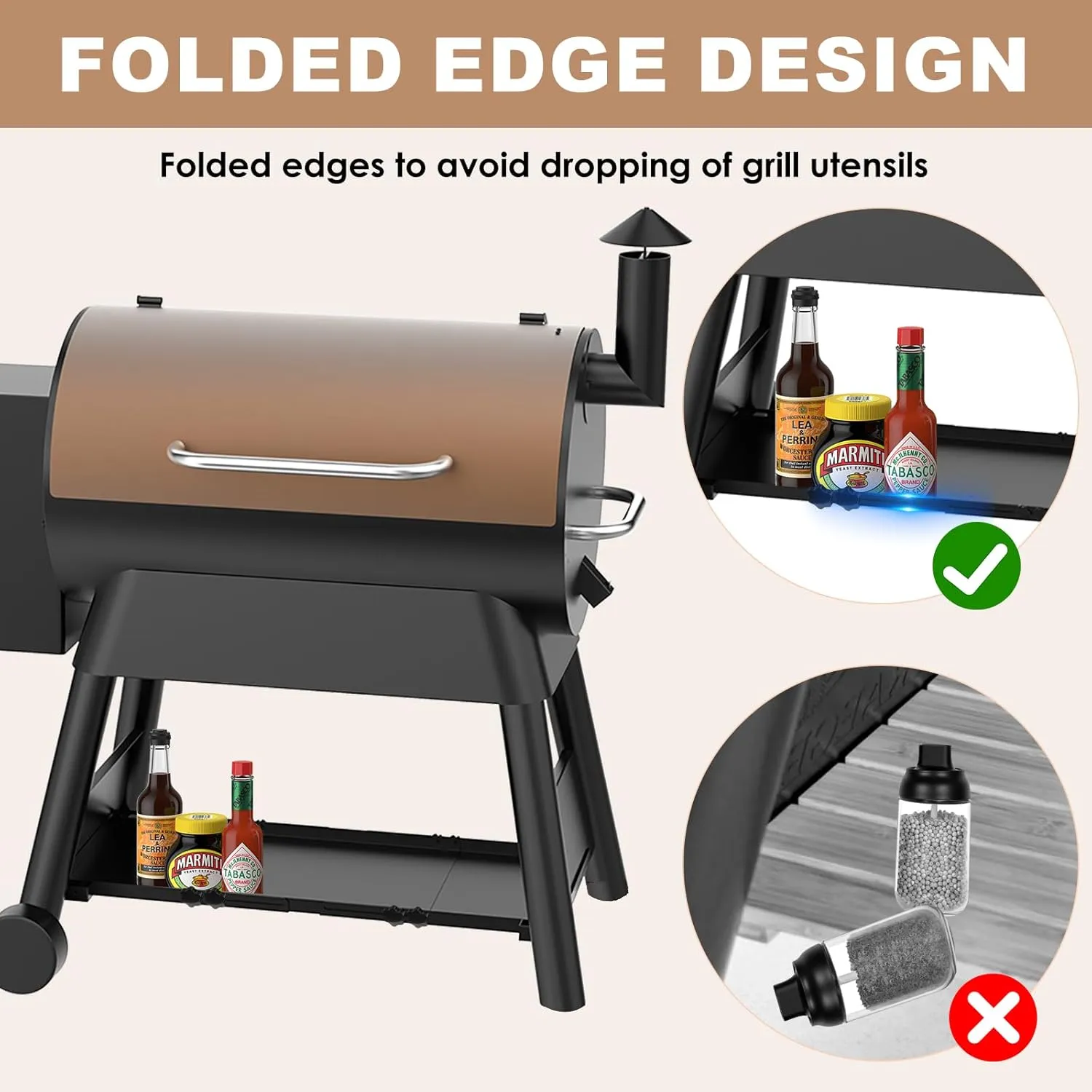 Adjustable Grill Storage Shelf for Traeger Pro 22, Pro 575 and Eastwood 22 Series, Grill Bottom Shelf for Traeger Ironwood 650 Grill, Grill Accessories for Traeger to Add More Storage Space