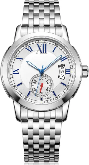ADSBIAOYE Men's Automatic Mechanical Watch Business Fashion Dress Watch Date Luxury Diamond Stainless Steel Men Wrist Watch