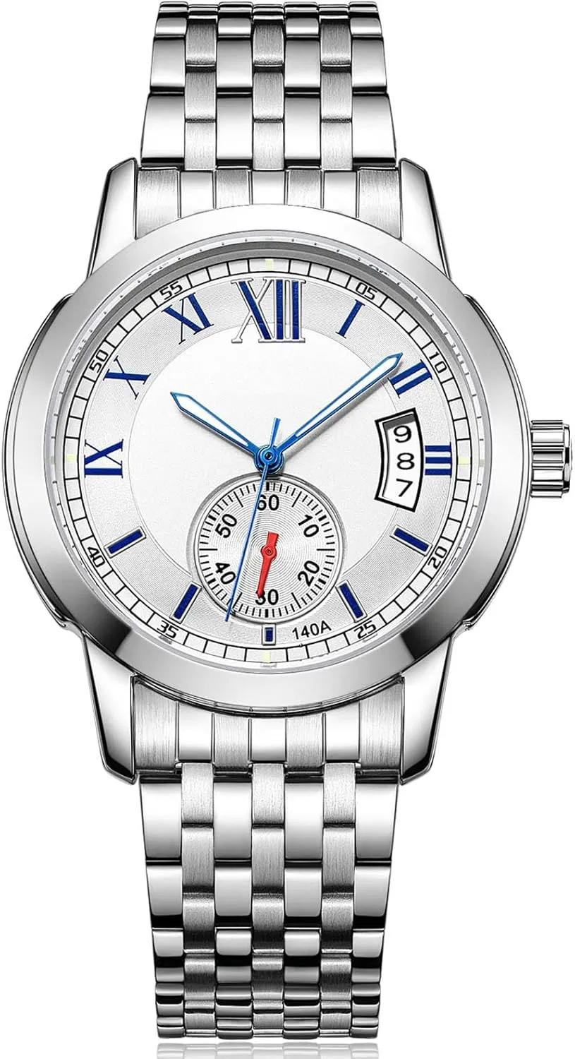 ADSBIAOYE Men's Automatic Mechanical Watch Business Fashion Dress Watch Date Luxury Diamond Stainless Steel Men Wrist Watch