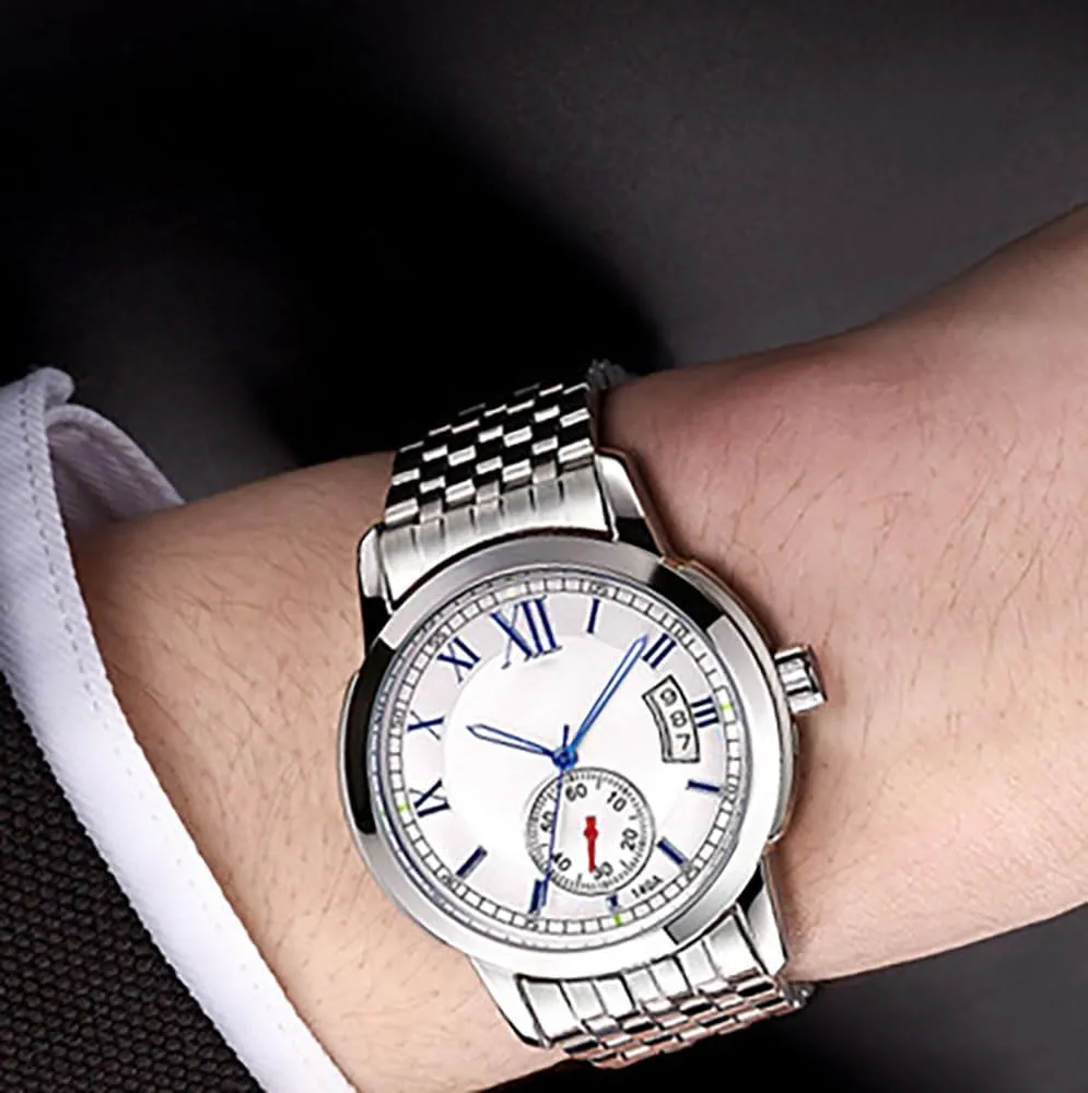 ADSBIAOYE Men's Automatic Mechanical Watch Business Fashion Dress Watch Date Luxury Diamond Stainless Steel Men Wrist Watch