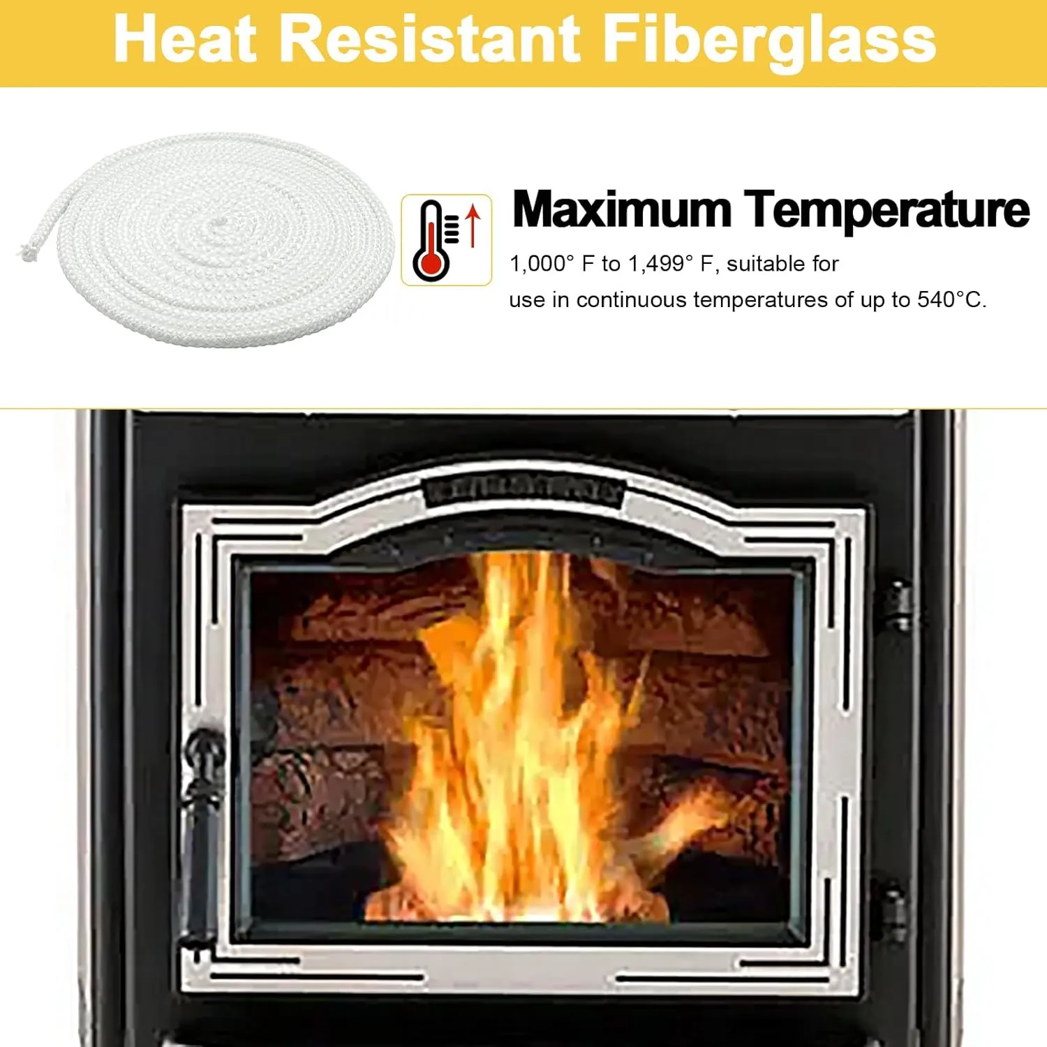 Adviace 1-00-00888-10 Stove Door Gasket for Harman P68, P43, P61, Accentra 52i, P35i, XXV, Advance, P38, PC45 Pellet Stoves and Harman 300i Woodstoves, 1/2" x 10FT Fiberglass Rope Seal Replacement.