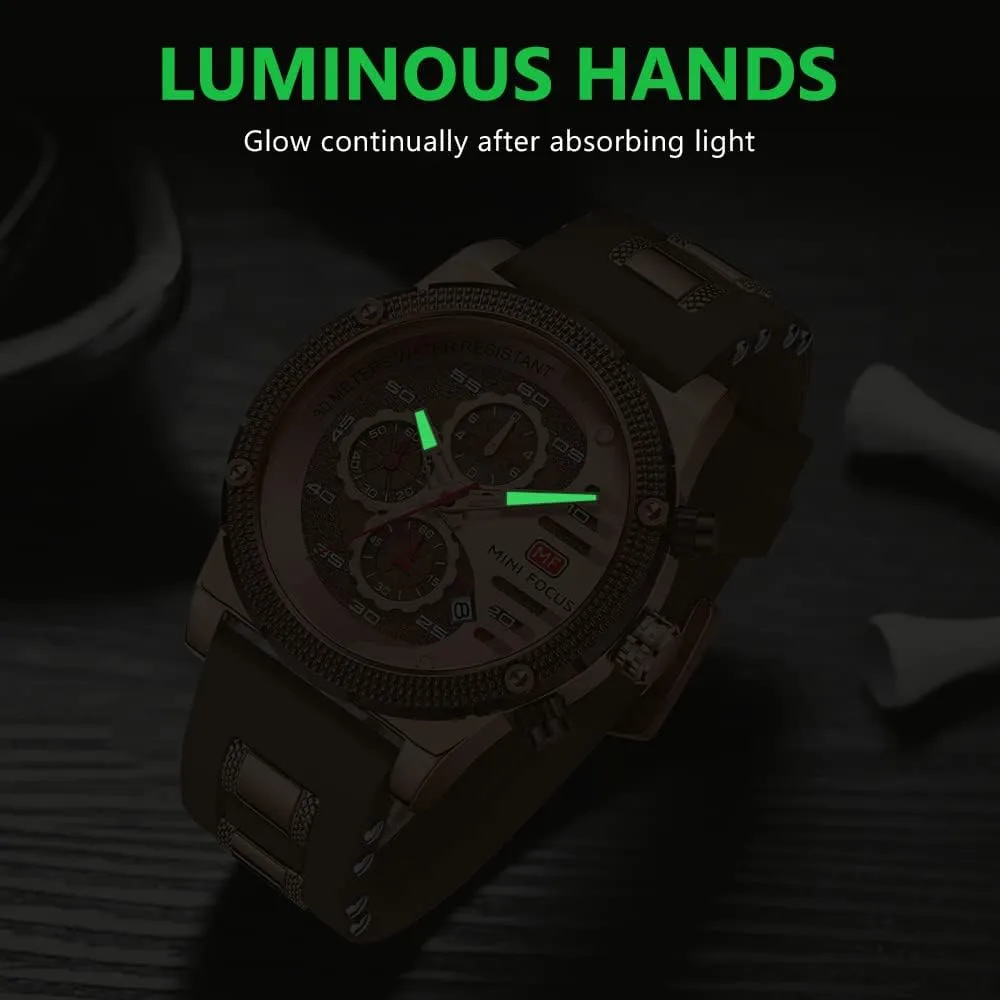 AIMES Mens Watches for Men Casual Chronograph Waterproof Sport Military Watch Analog Quartz Movement Stylish Luxury Dress Wrist Watch Elegant Gift Watch for Men
