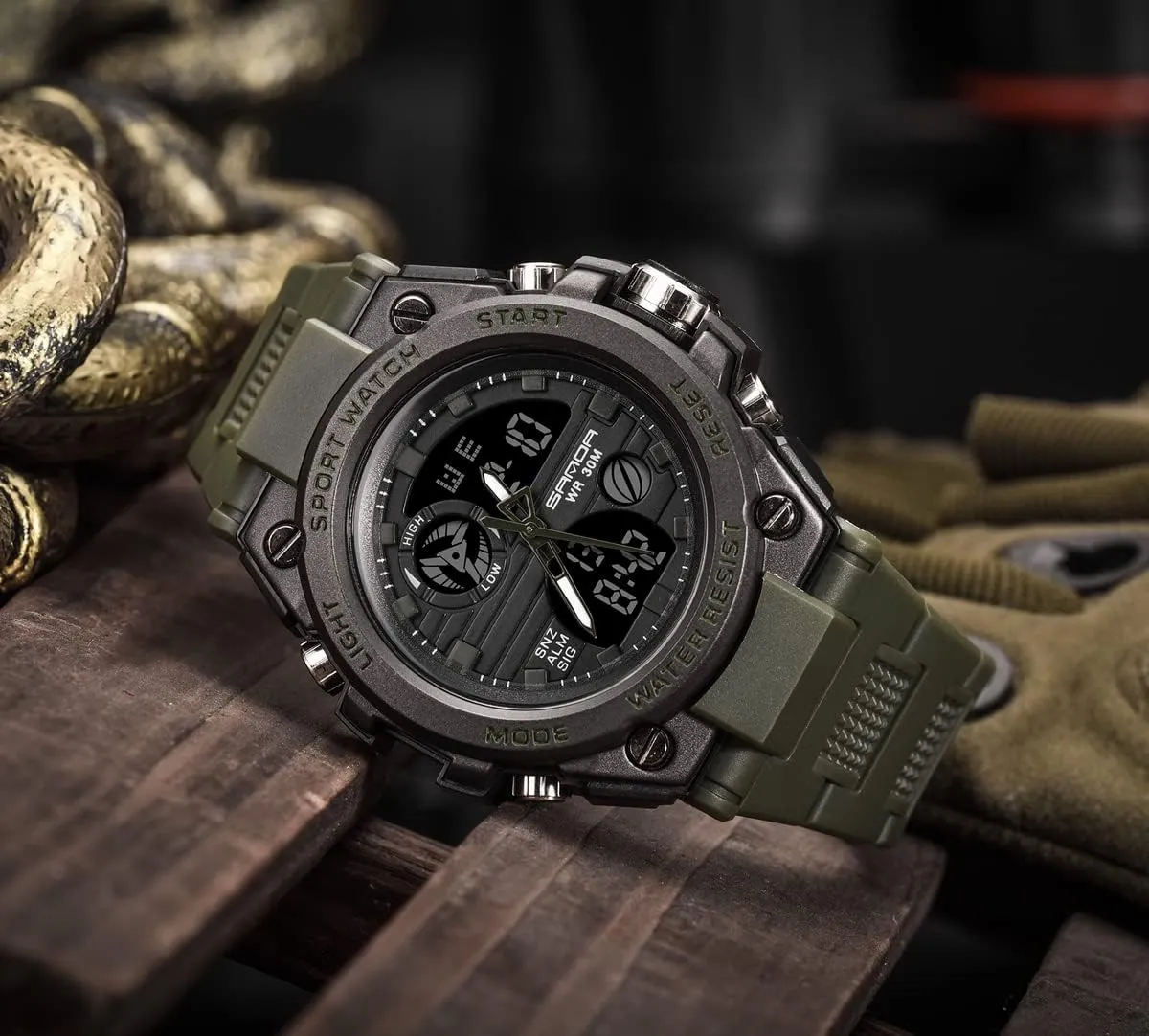 AIMES Mens Watches Sports Outdoor Waterproof Military Watch for Men Tactical Watch Analog Digital Date Alarm Stopwatch Multi-Function Tactics Big Face Wristwatch for Men