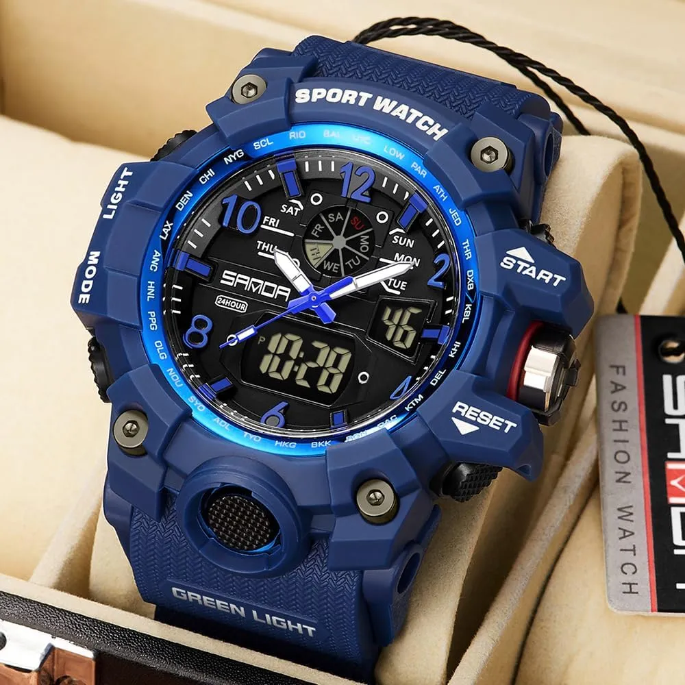 AIMES Mens Watches Sports Outdoor Waterproof Military Watch for Men Tactical Watch Analog Digital Date Alarm Stopwatch Multi-Function Tactics Big Face Wristwatch for Men