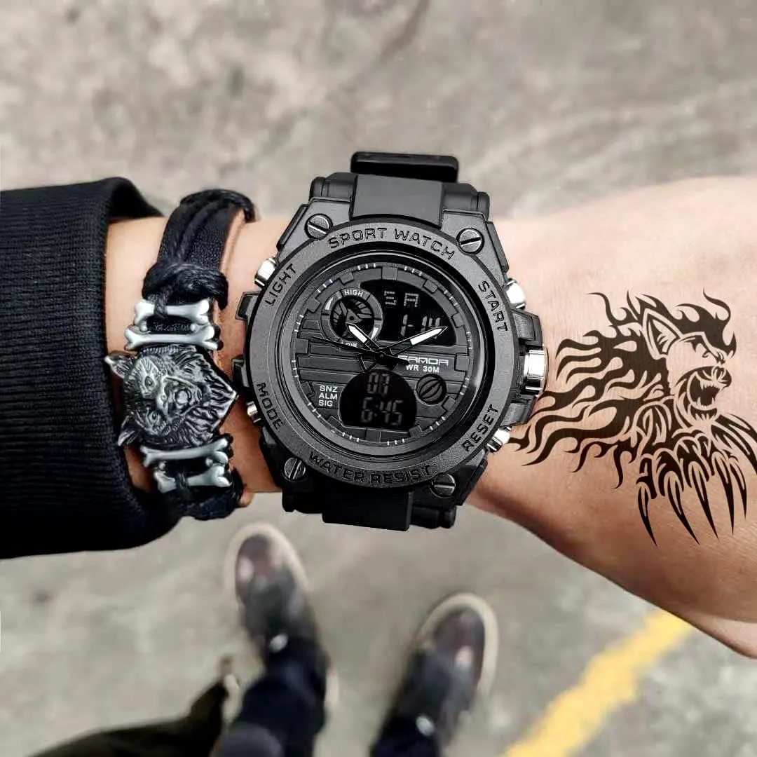 AIMES Mens Watches Sports Outdoor Waterproof Military Watch for Men Tactical Watch Analog Digital Date Alarm Stopwatch Multi-Function Tactics Big Face Wristwatch for Men
