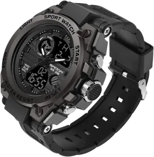 AIMES Mens Watches Sports Outdoor Waterproof Military Watch for Men Tactical Watch Analog Digital Date Alarm Stopwatch Multi-Function Tactics Big Face Wristwatch for Men