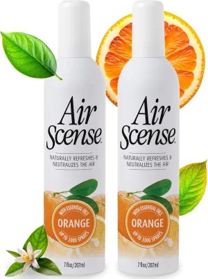Air Scense Air Freshener Deodorizer Room Spray for Bathroom & Home, Essential Oils, Natural Orange- 7 fl oz (2-Pack)