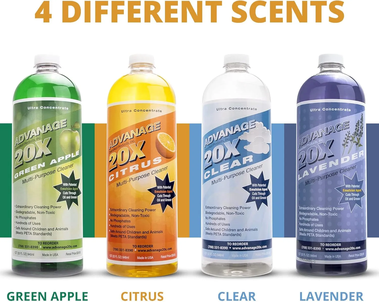 All Purpose Cleaner Concentrate - Advanage 20X The Wonder Cleaner Citrus for All Surfaces Around The Home, Oil and Grease | Multipurpose Cleaner For All Household Cleaning Needs | 32Oz