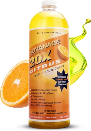 All Purpose Cleaner Concentrate - Advanage 20X The Wonder Cleaner Citrus for All Surfaces Around The Home, Oil and Grease | Multipurpose Cleaner For All Household Cleaning Needs | 32Oz