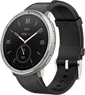 Amazfit Active 2 Smart Watch 44mm, 10 Day Battery, Fitness Tracker, Sleep Monitor, GPS Maps, 160  Sport Modes, Water Resistant, for Android & Apple iPhone, Sapphire Glass, Black Leather Strap