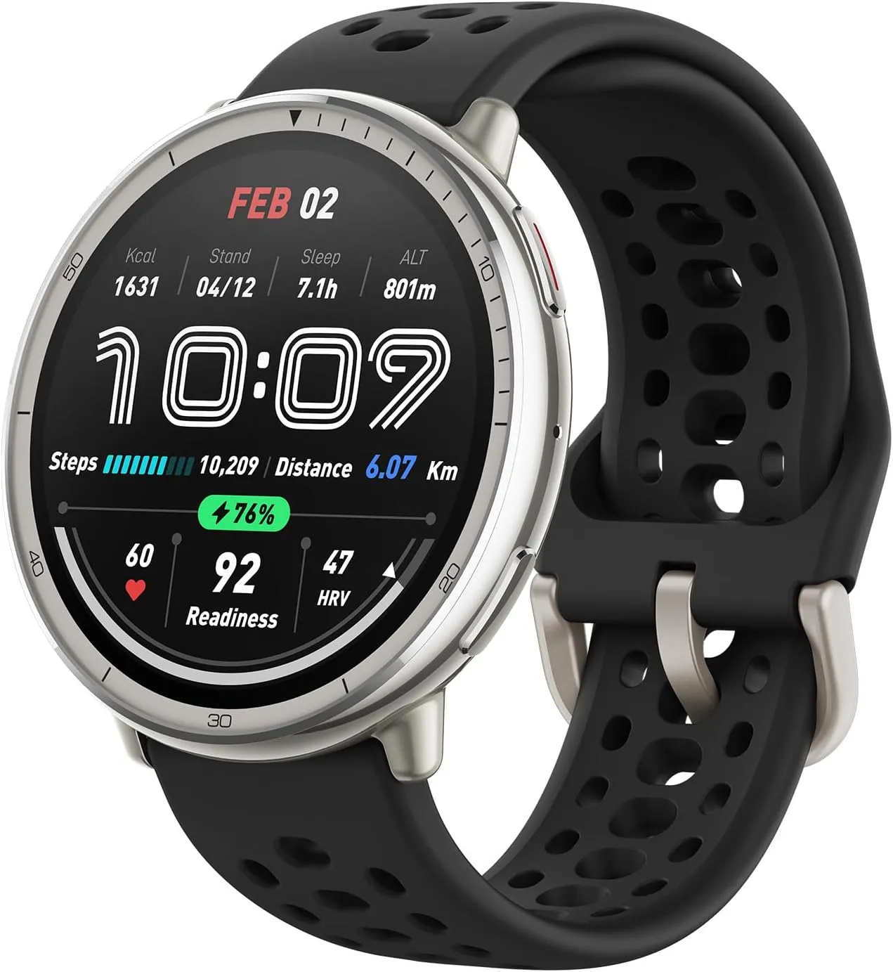 Amazfit Active 2 Smart Watch 44mm, GPS Maps with Direction, Fitness Tracker, 10 Day Battery, Sleep Monitor, 160  Sport Modes, Water Resistant, for Android & Apple iPhone, Black Silicone