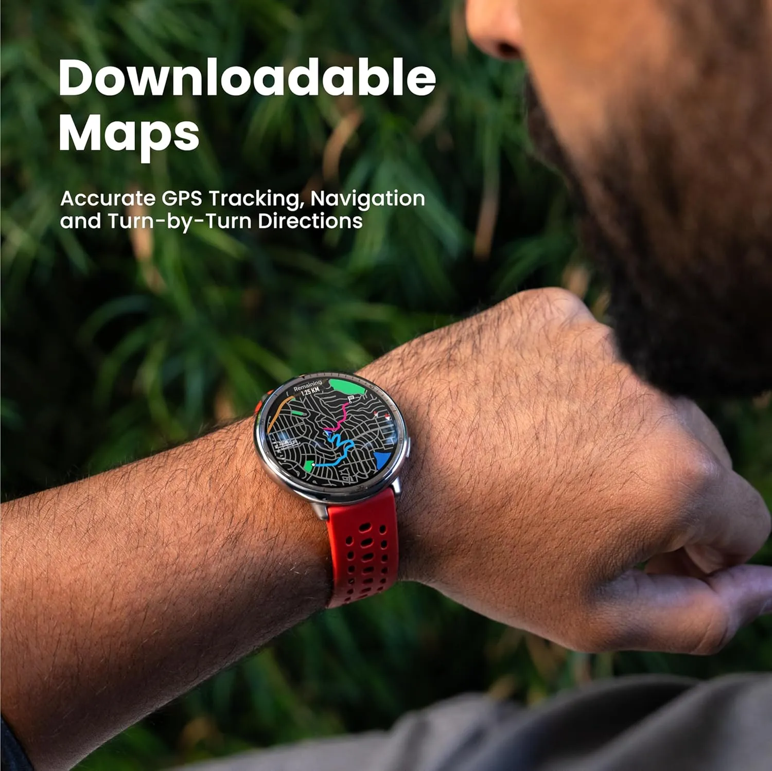 Amazfit Active 2 Smart Watch 44mm, GPS Maps with Direction, Fitness Tracker, 10 Day Battery, Sleep Monitor, 160  Sport Modes, Water Resistant, for Android & Apple iPhone, Red Silicone