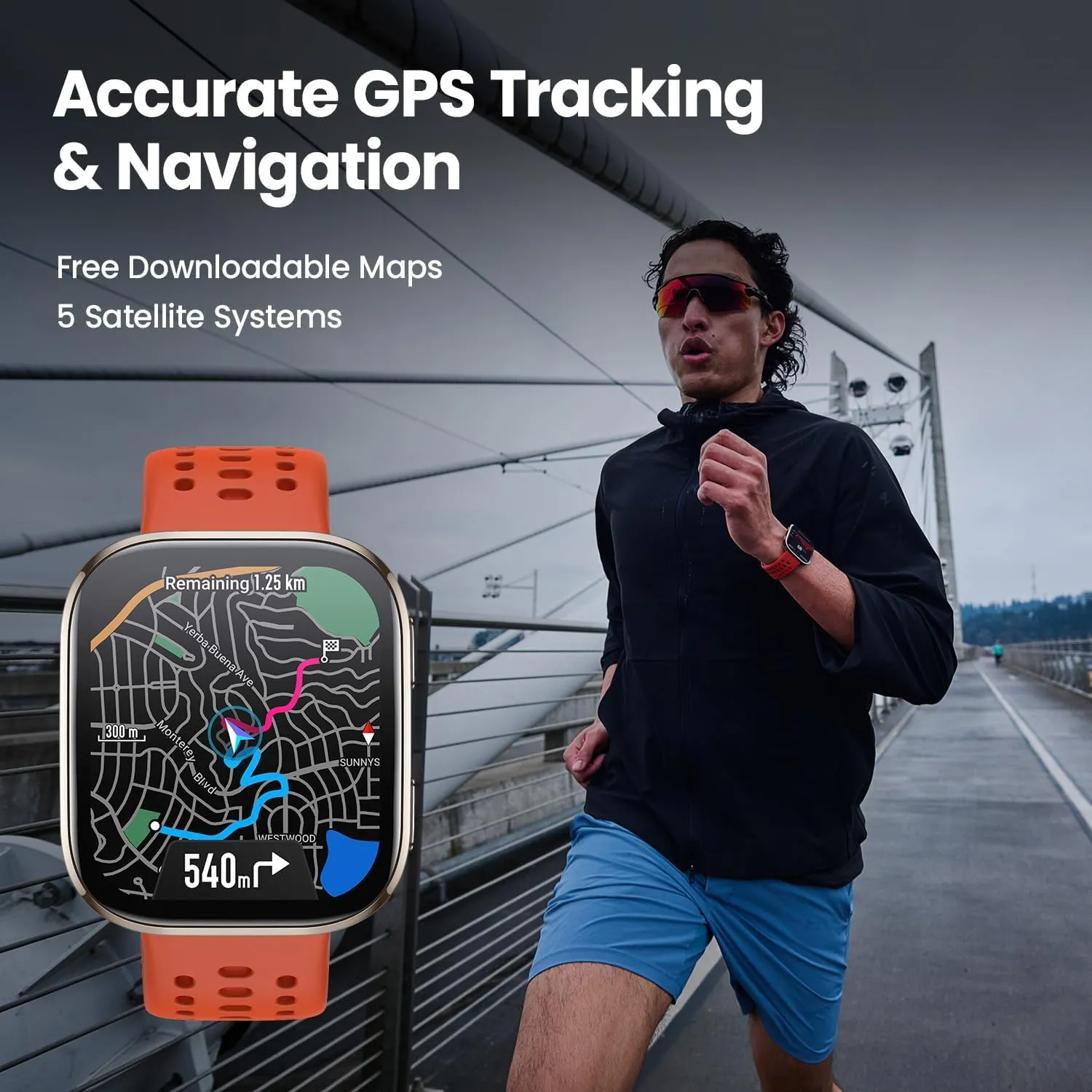 Amazfit Bip 6 Smart Watch 46mm, 14 Day Battery, 1.97" AMOLED Display, GPS & Free Maps, AI, Bluetooth Call & Text, Health, Fitness & Sleep Tracker, 140  Workout Modes, 5 ATM Water-Resistance, Black