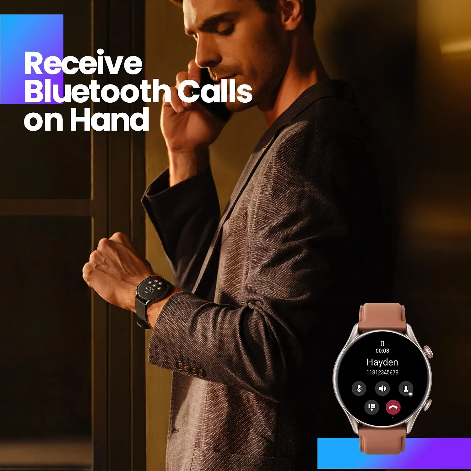 Amazfit GTR 3 Pro Smart Watch for Men 46mm, 14-Day Battery Life, GPS, Alexa Built-In, Bluetooth Calls, Fitness Tracker with 150  Sports Modes, Sleep Heart Rate Tracking, for Android iPhone, Brown