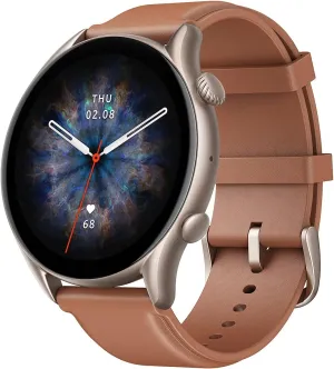 Amazfit GTR 3 Pro Smart Watch for Men 46mm, 14-Day Battery Life, GPS, Alexa Built-In, Bluetooth Calls, Fitness Tracker with 150  Sports Modes, Sleep Heart Rate Tracking, for Android iPhone, Brown
