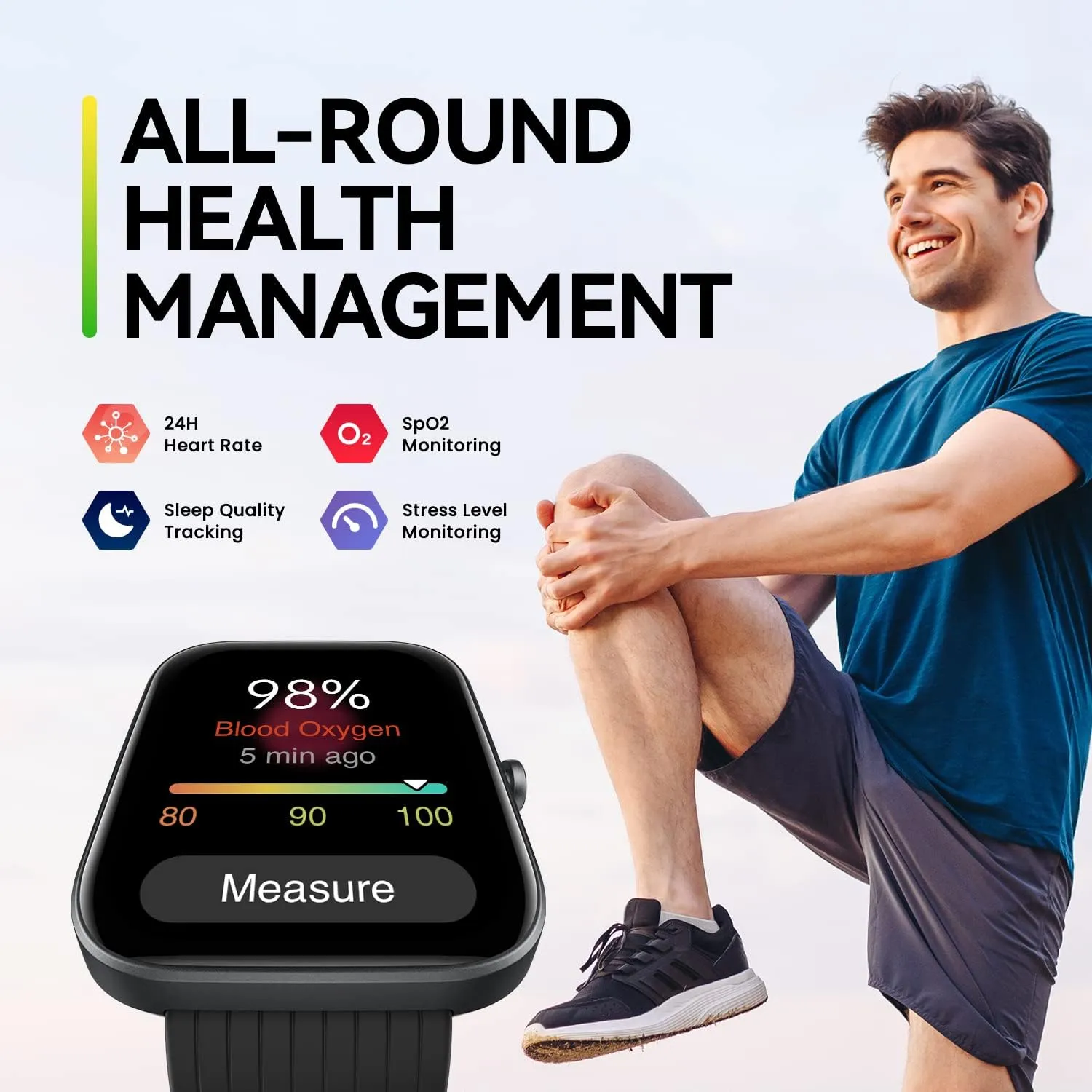 Amazfit Refurbished BIP 3 Pro Smart Watch for Men and Women, GPS, 14-Day Battery, Health and Fitness Watch with Heart & Sleep Tracking, 5 ATM Water-Resistance Renewed(Black)