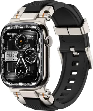 amBand Compatible with Apple Watch 10 46mm Bands Men, M1 Sport Series Rugged High End Strap with Stainless Steel Connector to Match Watch's Metal Case for iWatch 46 mm Men Natural Titanium/Black